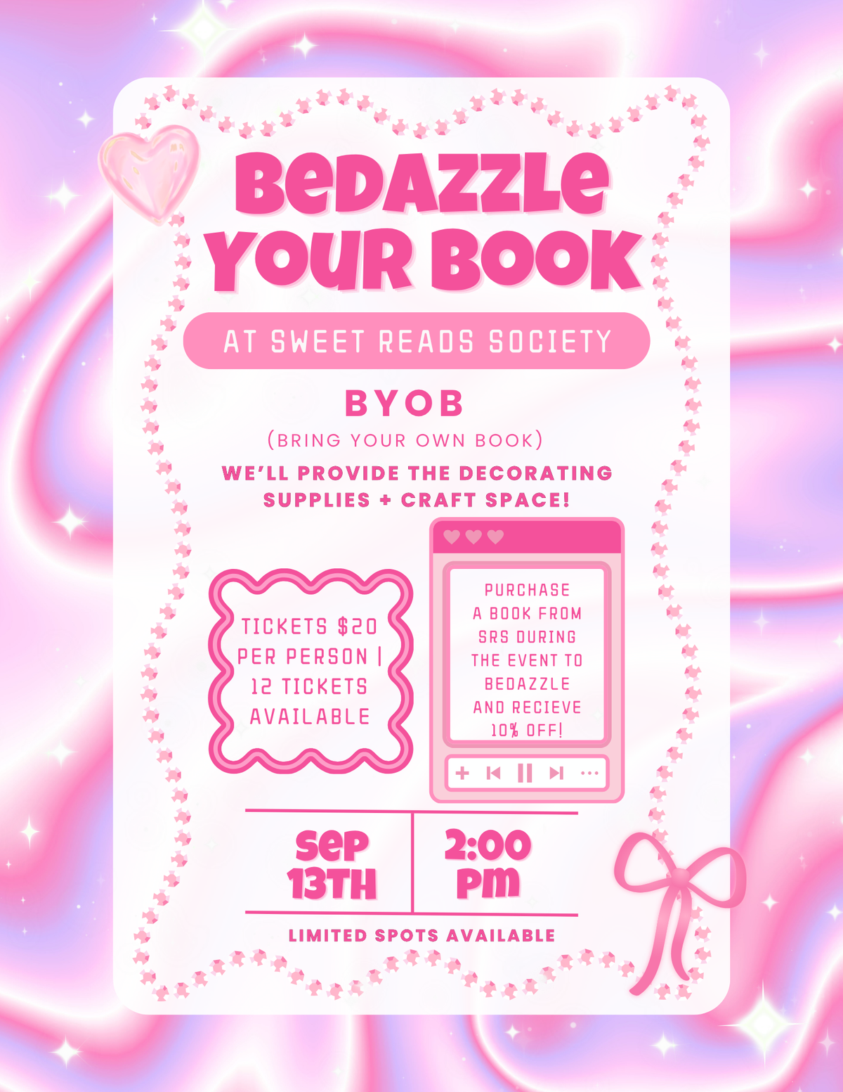 π BEDAZZLE YOUR BOOK TICKET! π