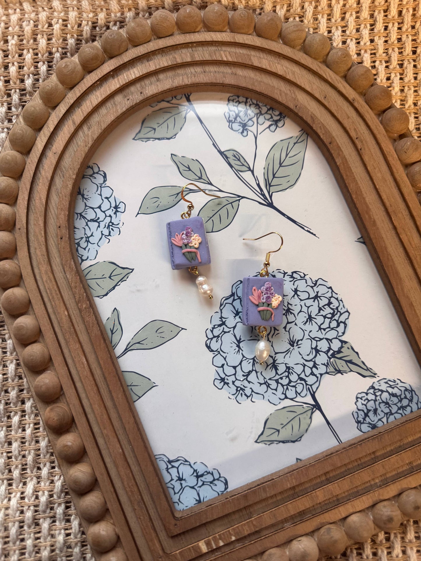 Books with Pearls | Polymer Clay Earrings
