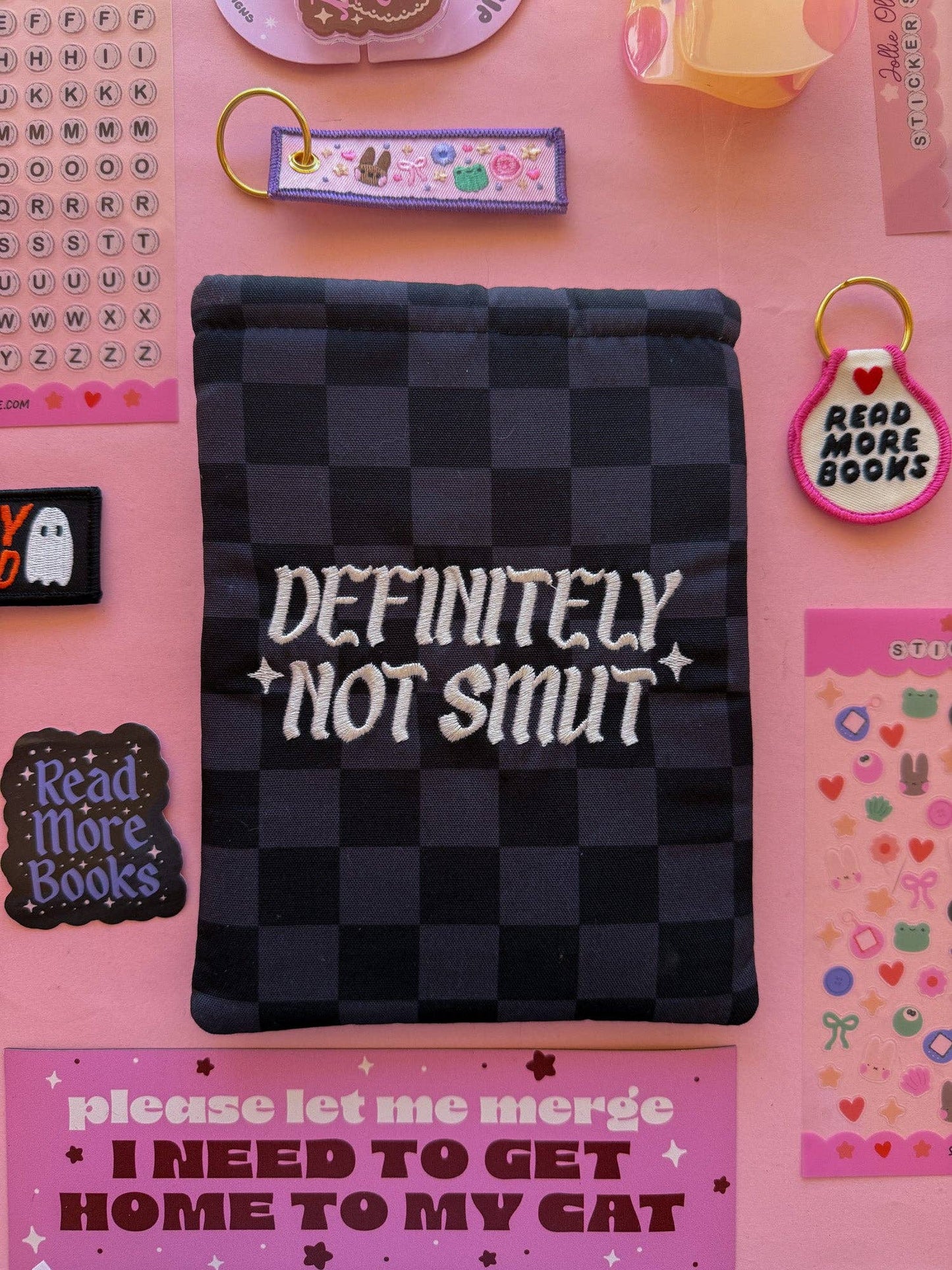 Checkered Definitely Not Smut Book & E-Reader Sleeve: Kindle Sleeve