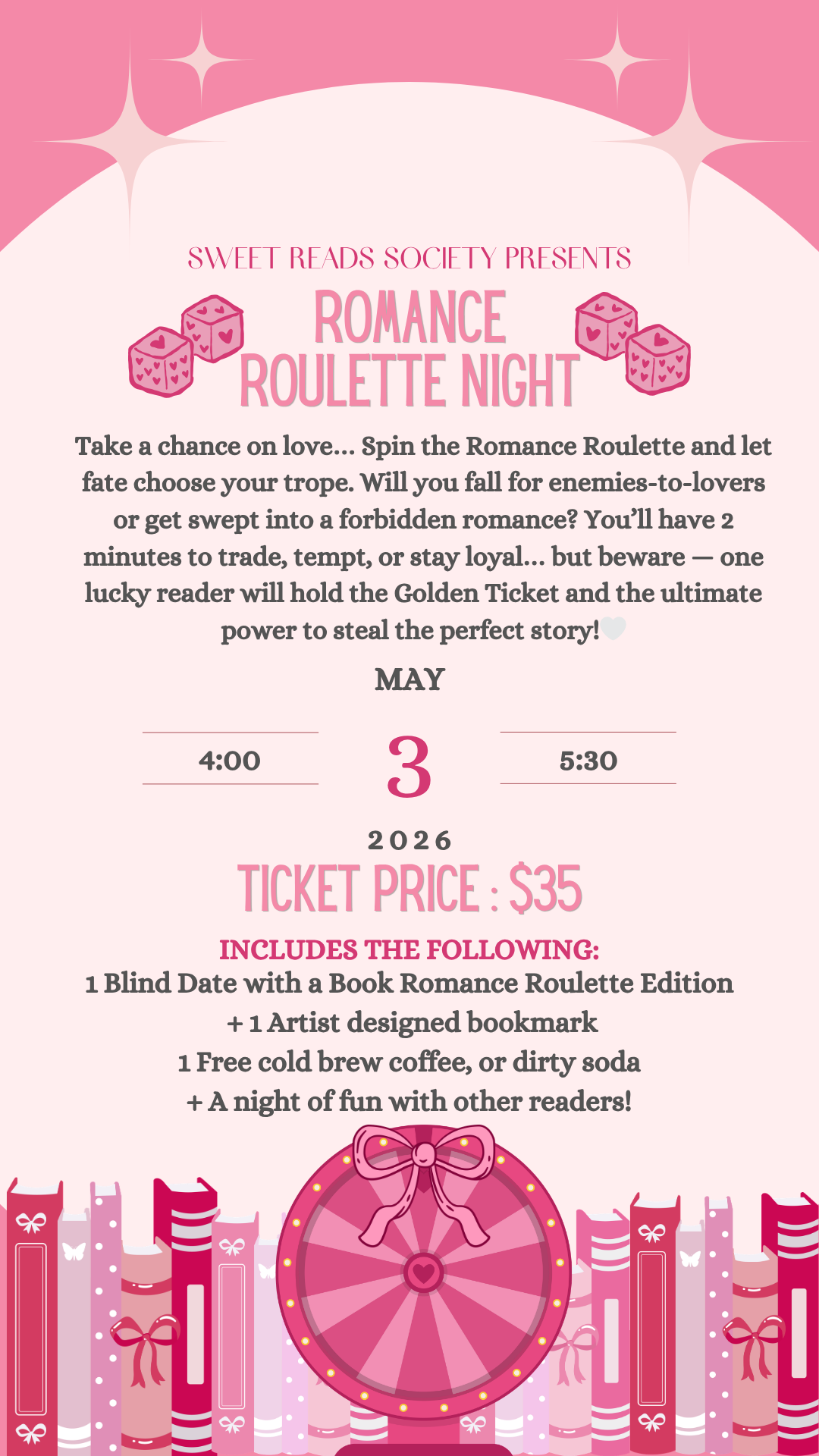 🎲💕ROMANCE ROULETTE NIGHT!💕✨MAY 3RD!