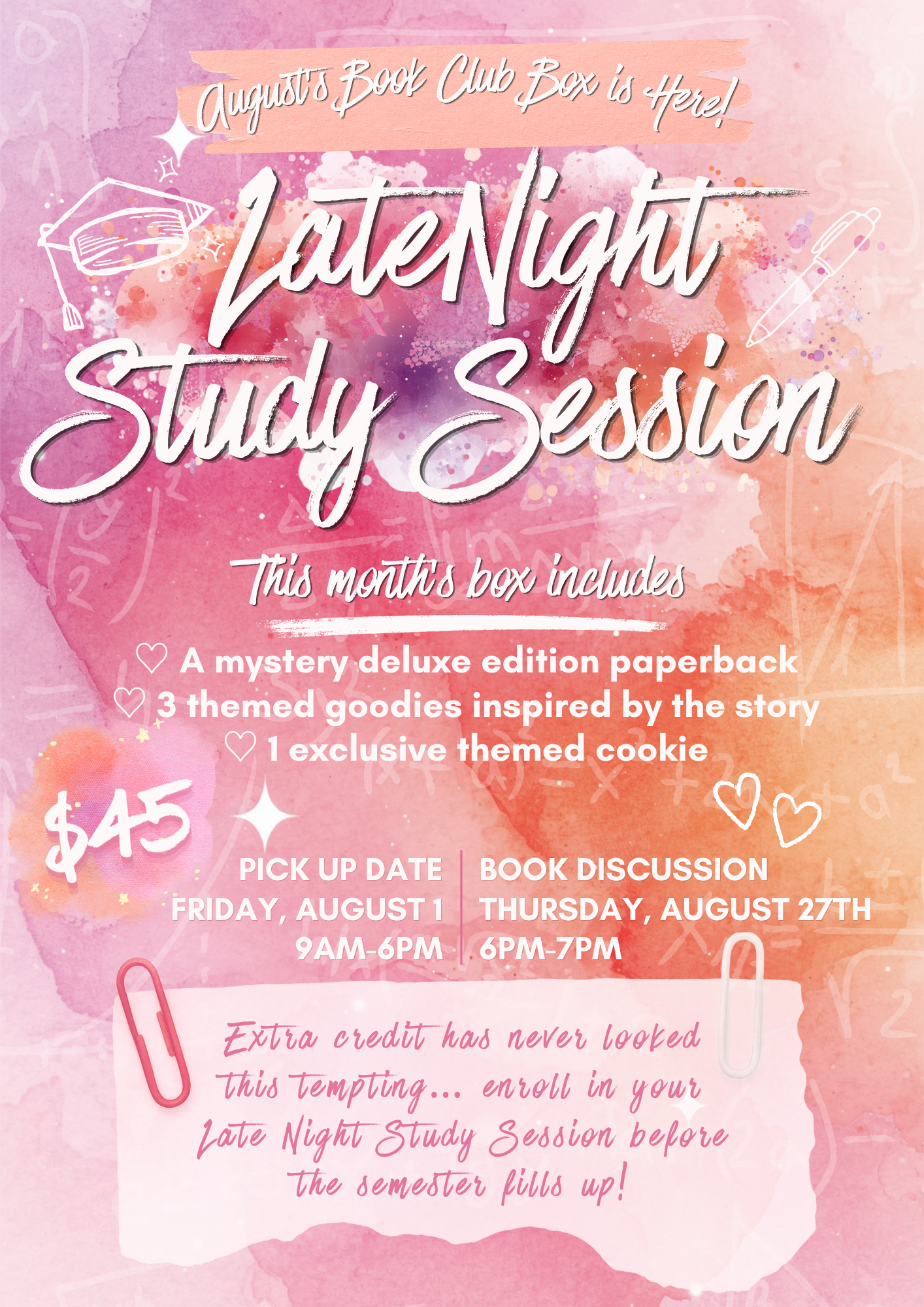 August Book Club Box | Late Night Study Session ⭐ AUGUST 1ST PICKUP!