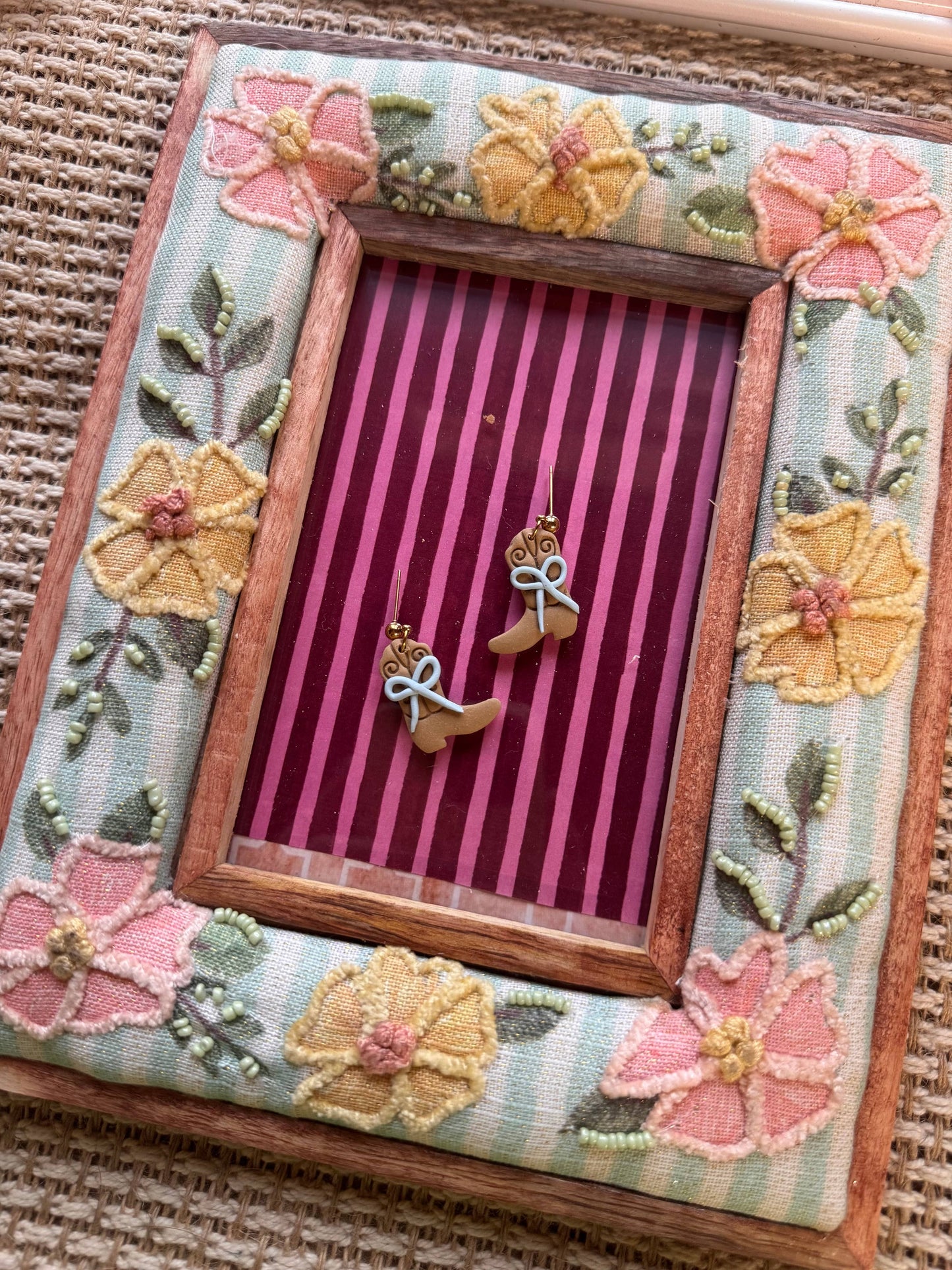 Blue Bow Cowboy Boots | Polymer Clay Earrings