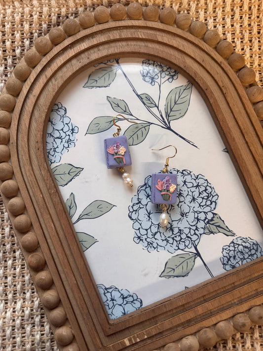 Books with Pearls | Polymer Clay Earrings