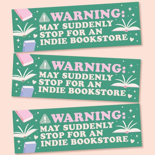 Stop For Bookstores Magnetic Bumper Sticker
