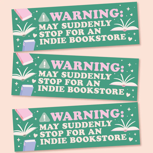 Stop For Bookstores Magnetic Bumper Sticker