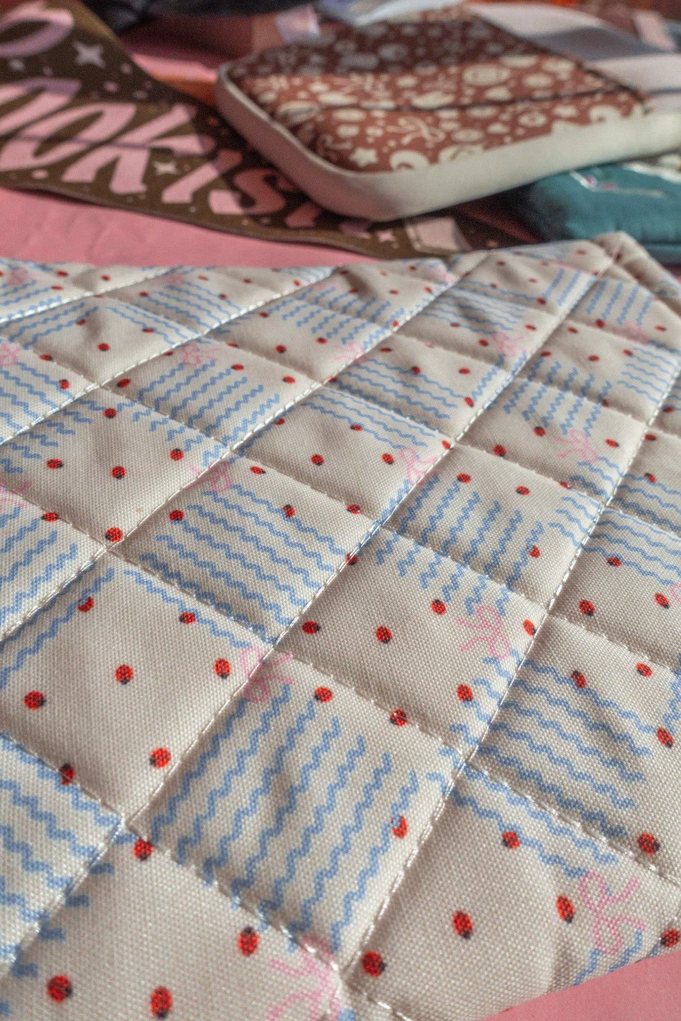 Quilted Ladybug Embroidered Book/Kindle Sleeve: Book Sleeve
